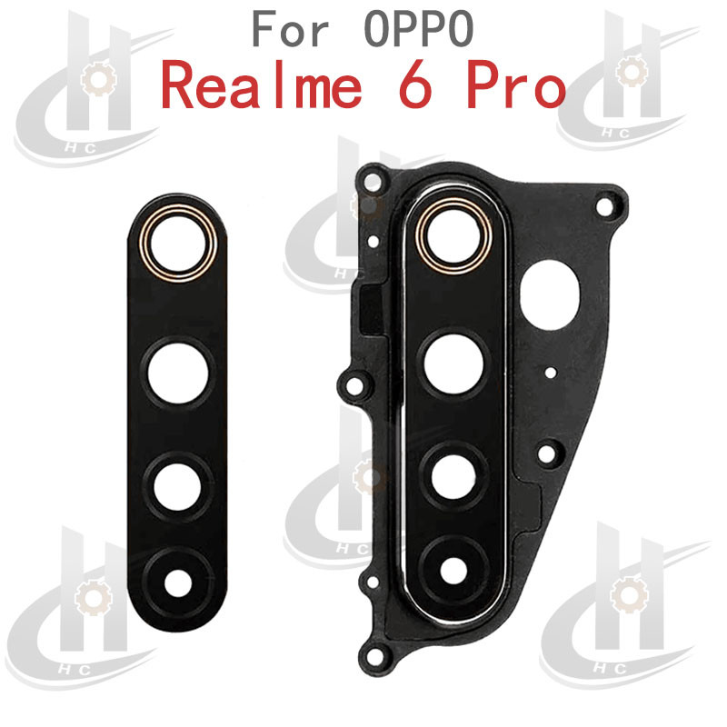 กล้องด้านหลังแหวนเลนส์ฝาครอบกระจกพร้อมกรอบสําหรับ OPPO Realme 6 Pro RMX2061 RMX2063 อะไหล่ทดแทน