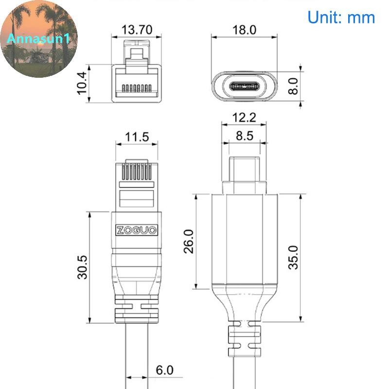 Annasun USB Type C ถึง RJ45 คอนโซลสาย 1000 M โทรศัพท์อะแดปเตอร์เครือข่ายแบบมีสายสําหรับ IPhone Ipad Samsung Huawei Xiaomi แล็ปท็อปแท็บเล็ต Converter TH