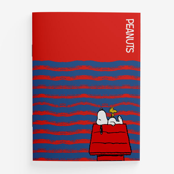 PN1-สมุดปกอ่อนมุงหลังคา A5 : PEANUTS-1C A5 NoteBook (PN1C-NB-A5-RE-BL) W14.8xH21 cm. Ruled-70g30s