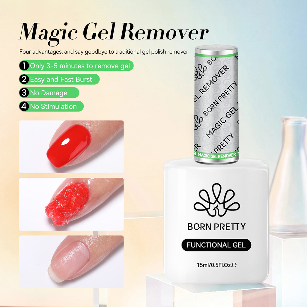 Born PRETTY 15ml สีชมพู Magic Remover เล็บเจล น้ํายาล้างเงา เล็บเจล uv ลบกึ่งถาวรเคลือบเงาโปแลนด์