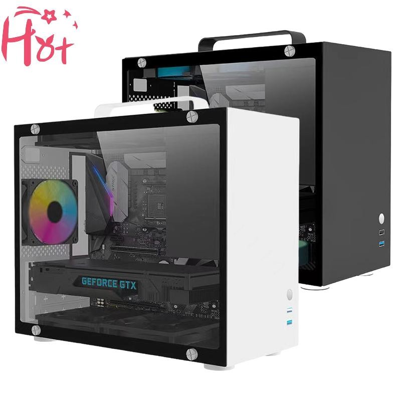 Ge Mini คอมพิวเตอร์โปร่งใสสําหรับ M-ATX/ITX เมนบอร์ดแบบพกพา Desktop PC Tower สําหรับ ATX แหล่งจ่ายไฟ 5 * พัดลมผู้ถือ SSD HDD Square