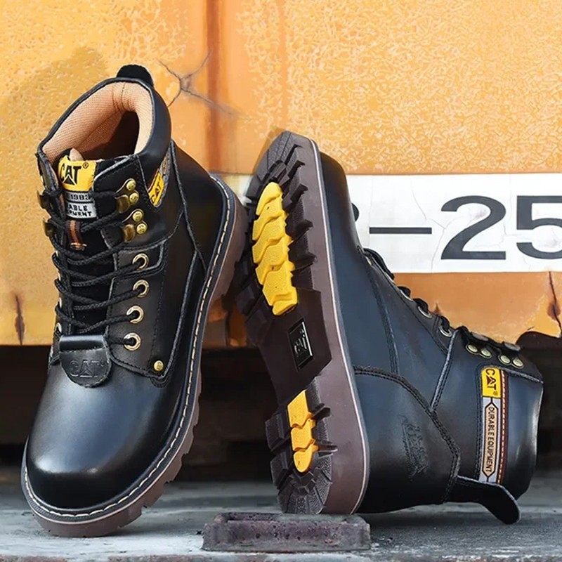 Caterpillar shoes รองเท้าบู๊ทนิรภัย รองเท้าหัวเหล็ก สีน้ำตาล/ดำไซส์ 38-46
