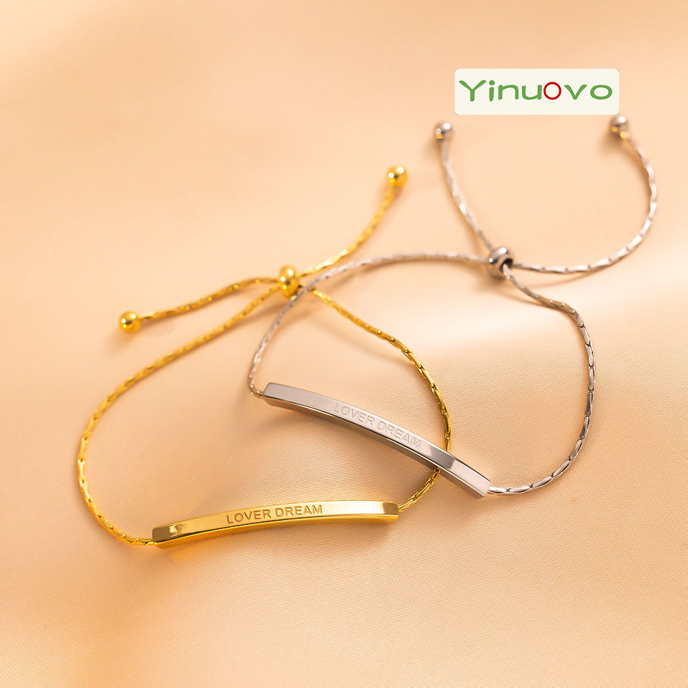 Yinuovo Vintage สแตนเลสกันน้ําไม่ซีดจางดึงสร้อยข้อมือ LOVER DREAM token of love ของขวัญที่ดีที่สุดสําหรับครึ่งอื่นๆ