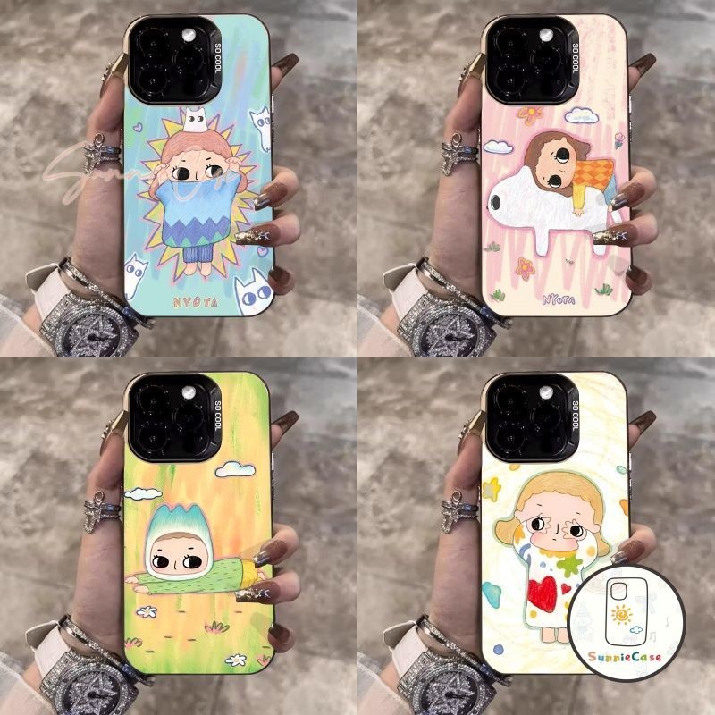 น่ารัก สาว สำหรับ OPPO A17K A12 A17 A5s A76 A16s A57 A55 A38 A7 A77s A16 A31 A78 A3s 15 A58 A77 A18 A74 A54เรียบง่าย เคส