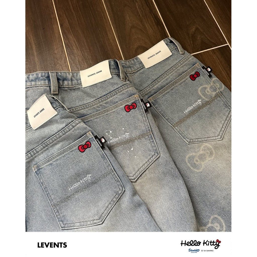 LEVENTS x Hello Kitty l Jeans (Baggy,Bow Jorts) สีฟ้า