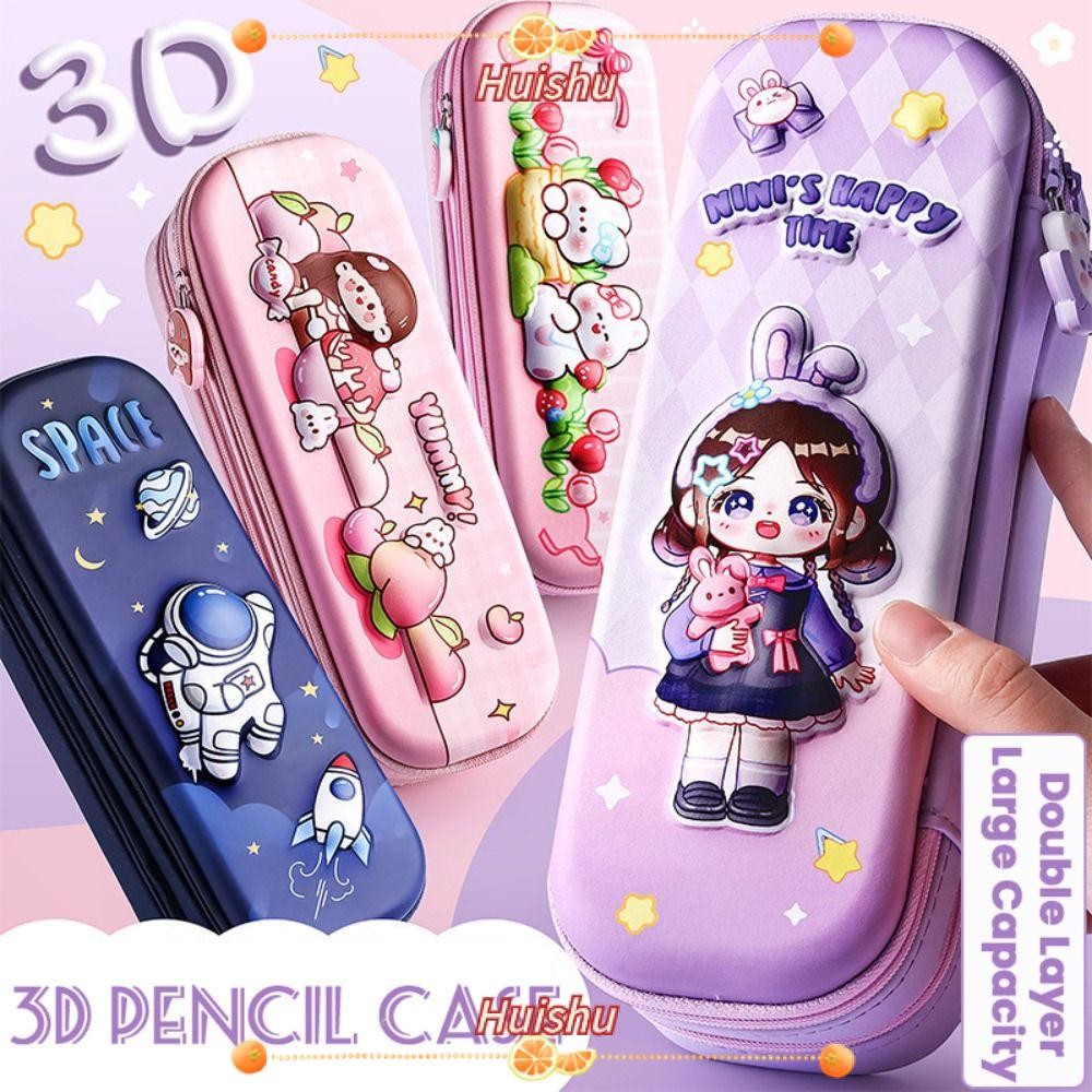Hs Pencil , กล่องใส่ปากกาความจุขนาดใหญ่, กระเป๋าใส่ปากกากันน้ํา Capyabra สองชั้นมัลติฟังก์ชั่นสํานักงานโรงเรียน