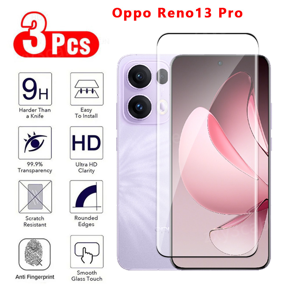 3D โค้ง Edgeกระจกนิรภัยป้องกันหน้าจอสําหรับOPPO Reno 13 14 Pro F 5G 2024 ฝาครอบฟิล์มสําหรับReno13 Reno13Pro 13Pro Reno13F 13F Reno14 Reno14Proฟิล์มแก้วใส