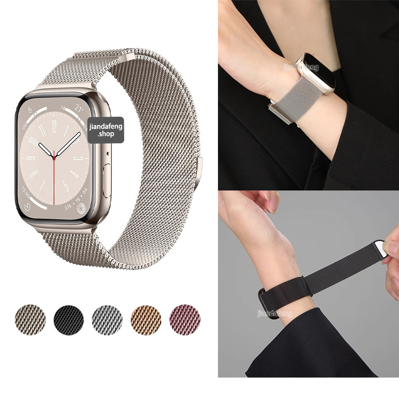 สายโลหะแม่เหล็กสําหรับ iWatch 46 มม. 42 มม. 45 มม. 44 มม. 41 มม. 40 มม. 38 มม. Series 11 10 9 8 7 6 5 4 3 กับ 2 พิเศษ 49 มม