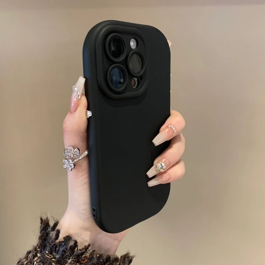 หรูหรารูปไข่สีทึบซิลิโคนเคสโทรศัพท์สําหรับiphone16 15 14 13 12 11 Pro MAX IXS MAX XR XS Anti-Shockกล้องป้องกันAnti-Dropนุ่มปกหลัง