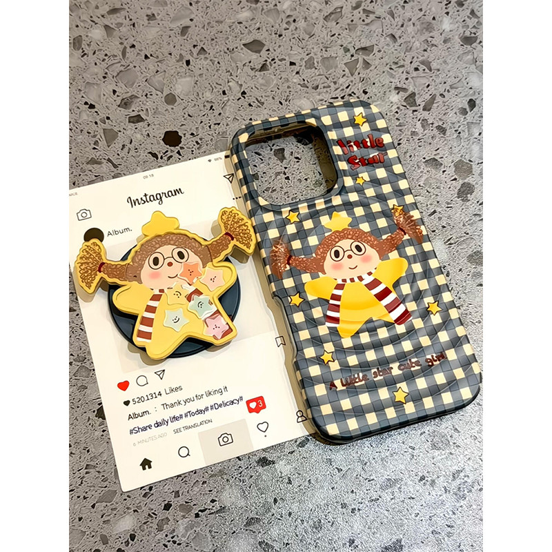 Star Girl ขาตั้งแม่เหล็กแฟชั่นปีใหม่ 2025 เคสโทรศัพท์น่ารักสําหรับ IPhone 15 14 13 16 Pro Max 14pro 13pro 16pro 15pro 16promax ฝาครอบป้องกัน Hard Glitter Simple Clear