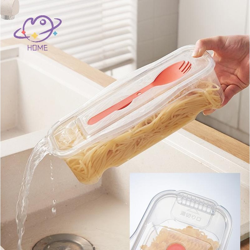[mayhome] หม้อหุงข้าวพาสต้าไมโครเวฟพร้อมตะแกรงกรองหม้อนึ่งพาสต้าทนความร้อนพร้อมฝาปิดสปาเก็ตตี้กล่องทําอาหารอุปกรณ์ครัว {TH}