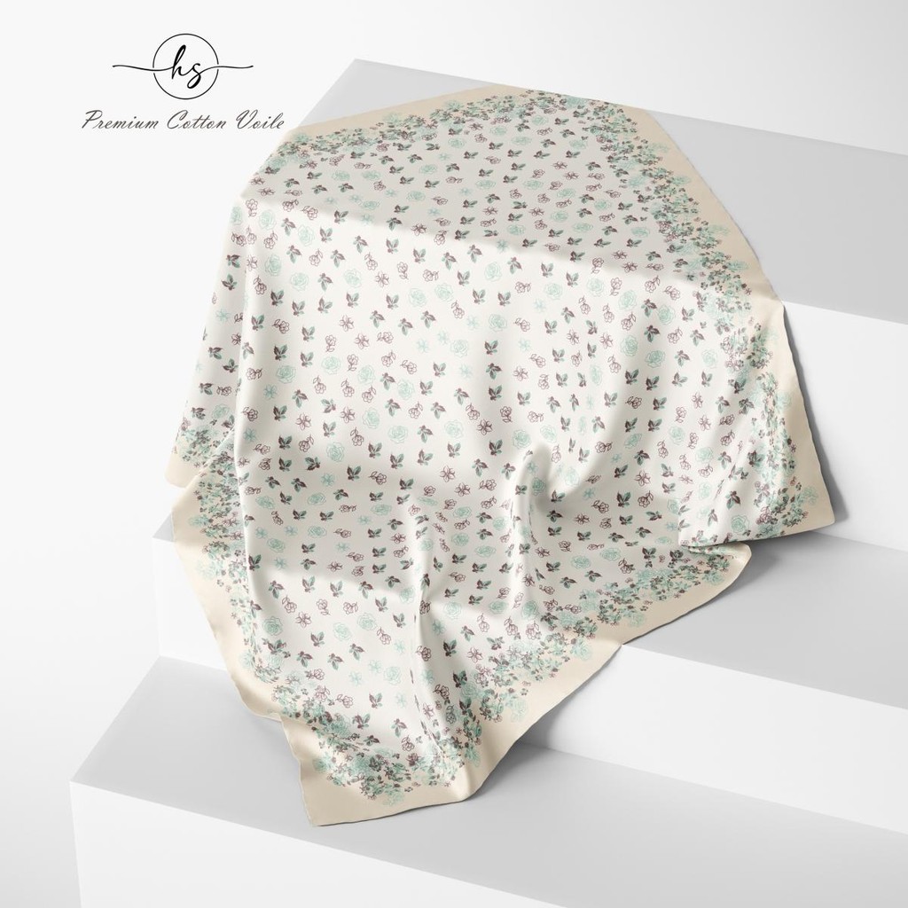 HARMONY N Tudung Bawal Cotton Voile PREMIUM Square Hijab พิมพ์ B45+