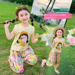 baby 2025 ชุดเช็ท เสื้อเเขนกุด+กางเกงลายดอกไม้ สีพาลเทลสุดน่…