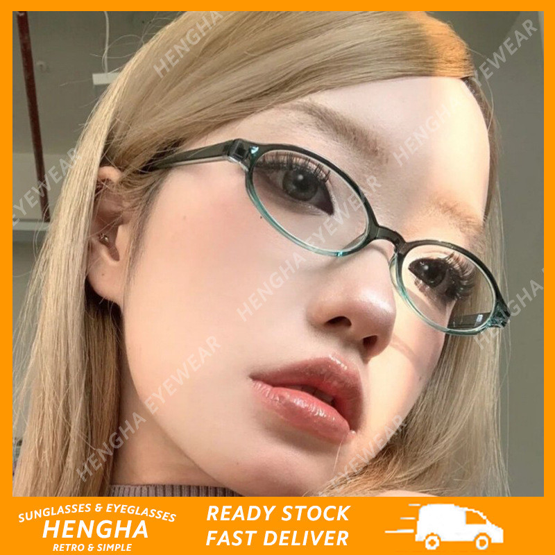 (HENGHA) Anti Blue Light Retro Oval Glasses Y2K Style Small Frame Computer Protection Glasses