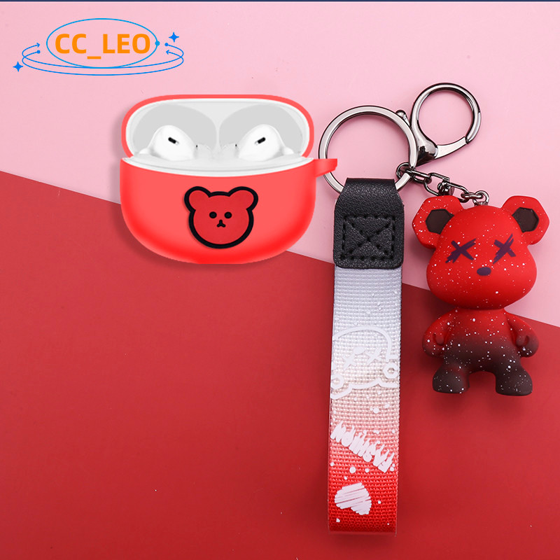 For VIVO Buds Case Creative Cute Bear Cartoon Snoopy Keychain Pendant VIVO Buds Silicone One-piece S