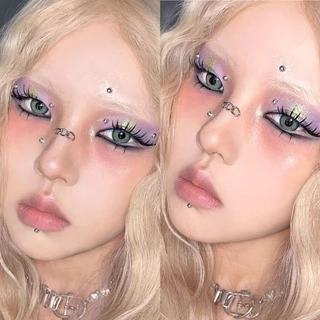 เงินจมูกปลอมเจาะสติกเกอร์ไม่เจาะใบหน้า Jewellery Self กาว Rhinestones สําหรับริมฝีปากตา Body ส่วนบุคคลตกแต่ง