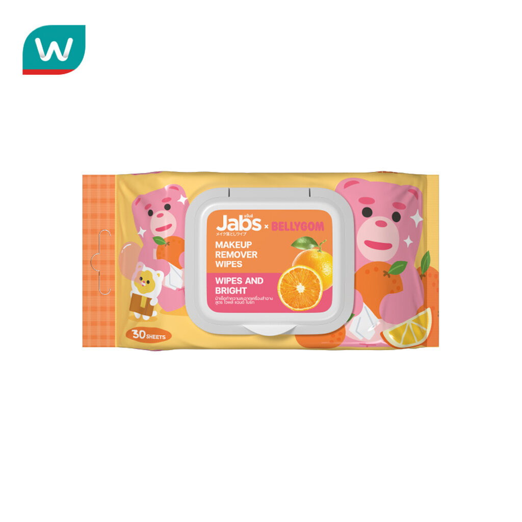 Jabs แจ๊บส์ เมคอัพ รีมูฟเวอร์ ไวพส์ แอนด์ ไบร์ท 30 แผ่น