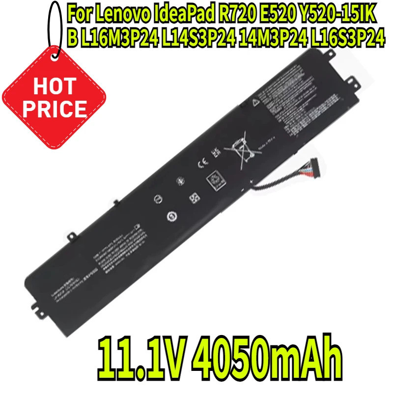 แบตเตอรี่แล็ปท็อป kwh แบตเตอรี่ทดแทน 11.1V 4050mAh 14M3P24 L16S3P24 สำหรับ Lenovo IdeaPad R720 E520 