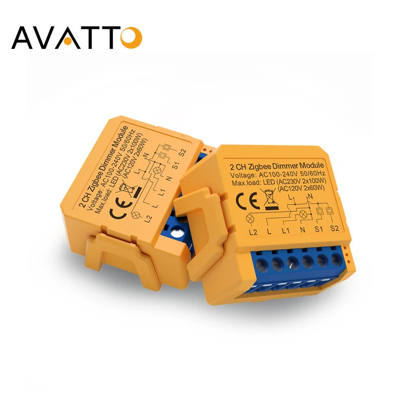 AVATTO Tuya Smart Dimmer Switch Module,ZigBee DIY Breaker 1/2 Way Control Dimmable Light Switch Work