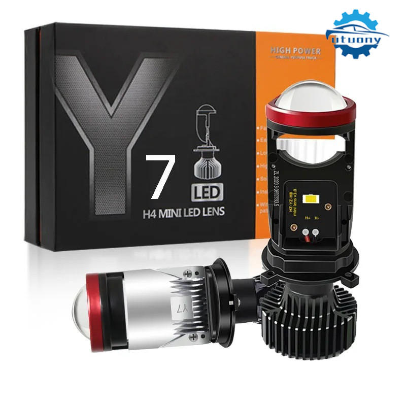 UTUONY 1คู่ ลำโพงลีดรถ H4 6500K ไฟหน้ารถยนต์ LED Y8 หลอดไฟรถยนต์ LED Y7  พวงมาลัยขวา (RHD)  70W DC9V
