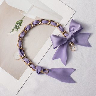 สายกระเป๋าแบบโบว์ตกแต่งใต้แขน ปรับเปลี่ยนสายกระเป๋าทอสีสันสด…