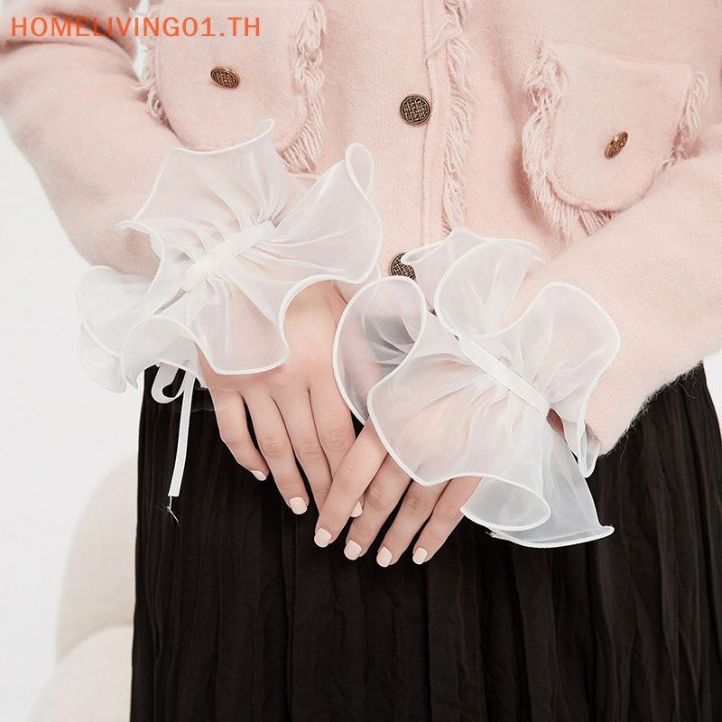 ONEHOME 1PC ตกแต่งเล็บปลอมลูกไม้จีบ Cuff อุปกรณ์เสริมสําหรับถ่ายภาพเล็บปลอม