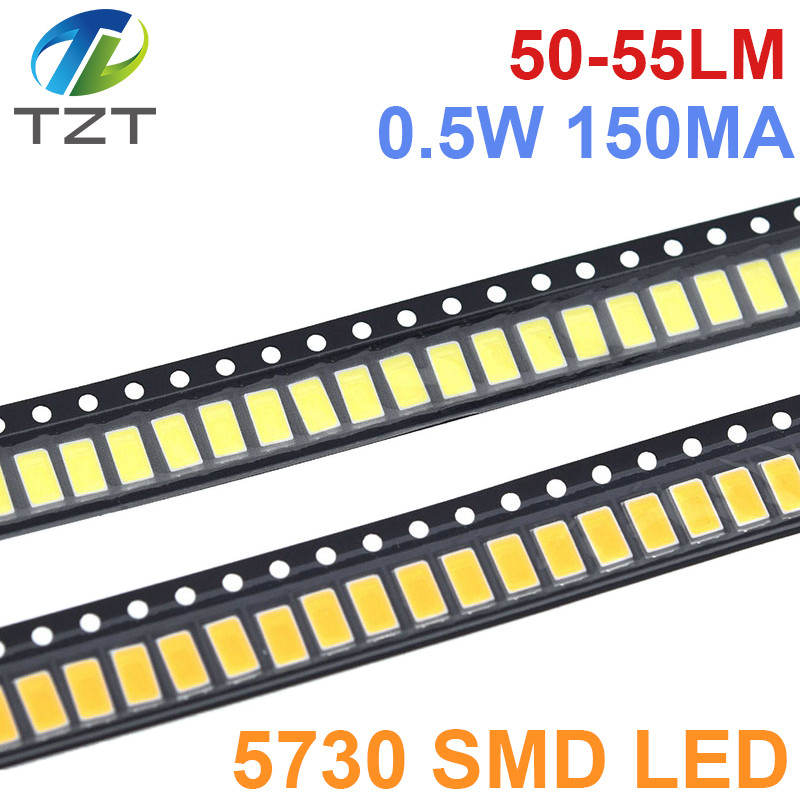 200 ชิ้น 5630/5730-CW/WW 0.5W-150Ma 50-55lm 6500K แสงสีขาว SMD 5730 5630 LED 5730 (3.2~3.4V)