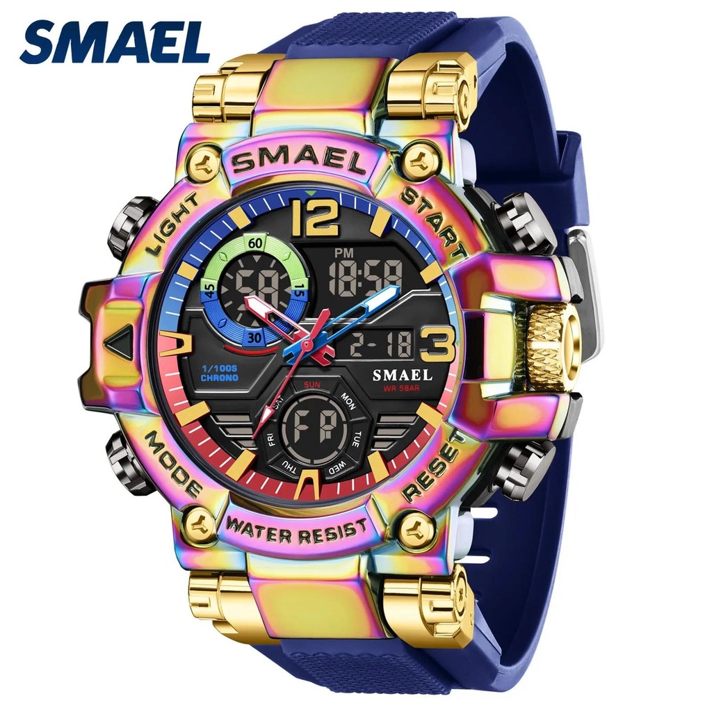 SMAEL 8110 กีฬานาฬิกาผู้ชาย LED นาฬิกาใหม่ 50 M กันน้ํานาฬิกาดิจิตอลกันกระแทกกีฬาผู้ชาย Electronic