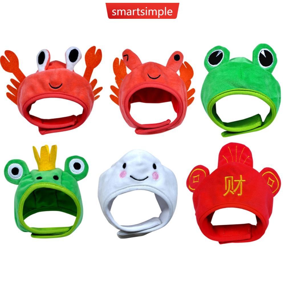 SMARTSIMPLE หมวกตลกสําหรับแมวน่ารักปูกบสัตว์เลี้ยงหมวก Puppy Cat Dress Up เครื่องแต่งกายคริสต์มาสคอสเพลย์ Warm Headwear B8X7