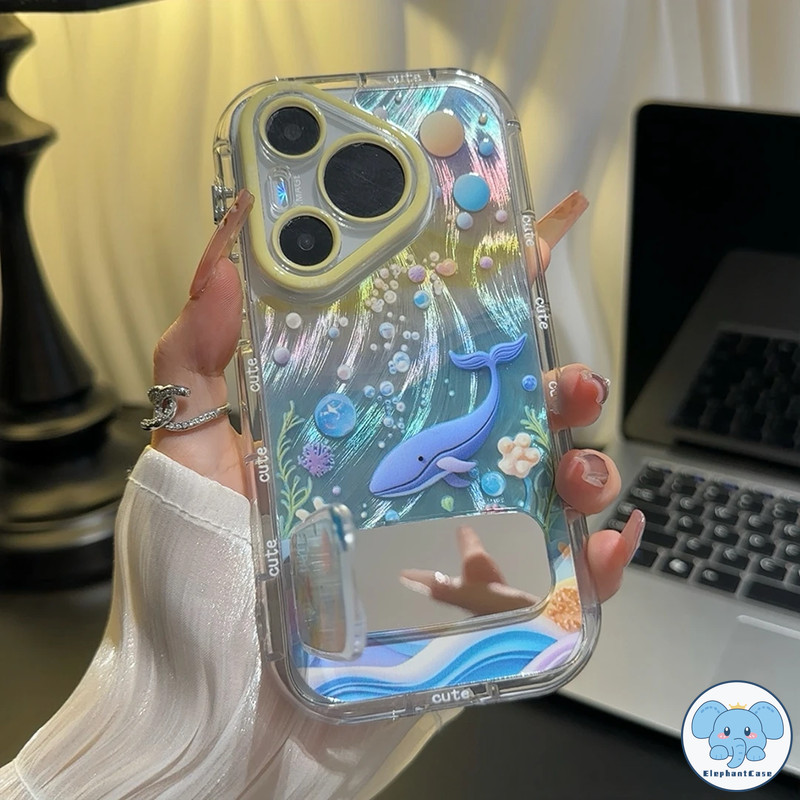 เคสขนนทะเลรูปปลาวาฬสีน้ำเงินสุดฝัน สำหรับ IPhone 15 11 16 13 12 14 Pro Max X XR XS Max 16 15 7 8 Plus เคสไอโฟน16 - รูปที่ 3