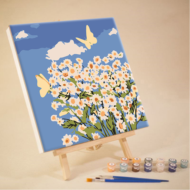 [พร้อมกรอบ]DIYระบายสีตามตัวเลข 20*20ซม.Paint by Numbers ดอกไม้ภาพวาดอะคริลิก การวาดภาพดิจิตอล ของขวัญ ส่งมอบทันที - รูปที่ 4