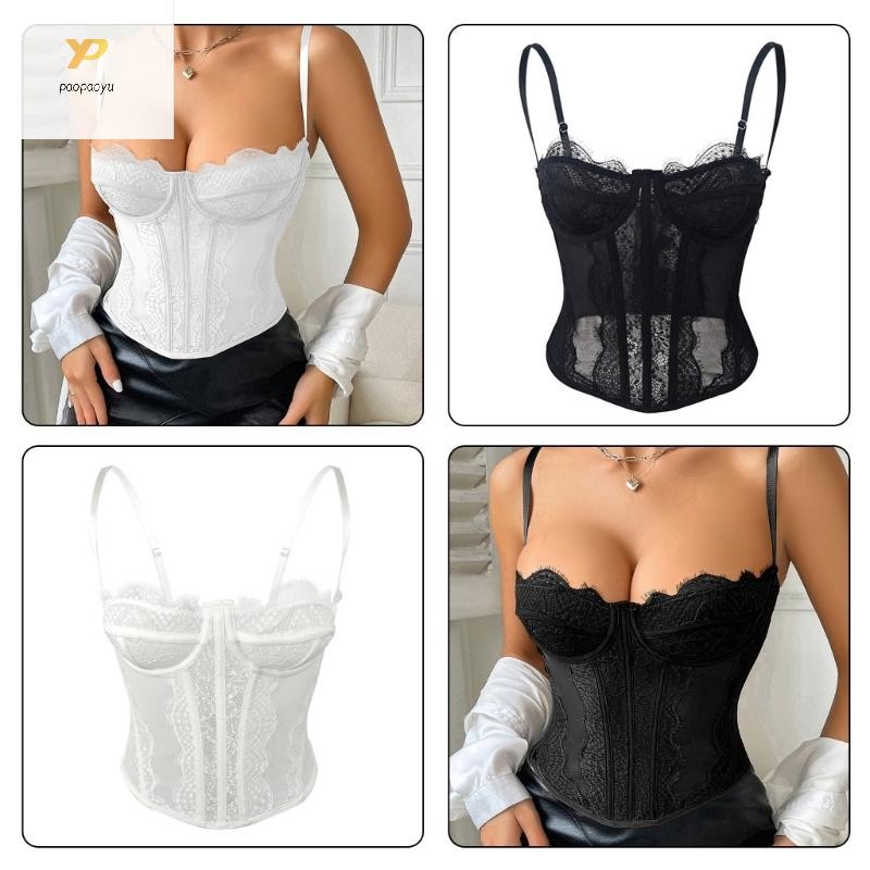 PPY Elegant Black Supportive Undergarment Elasticity Fabric Lace Corset สําหรับการสวมใส่ทุกวันและโอก