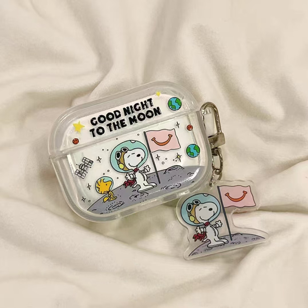 Snoopy Spaceman Airpods Pro3 กรณี Airpods 4/4 (ANC) กันกระแทก Soft TPU การ์ตูนหูฟังสําหรับ Apple AirPods 1 2 Pro 3 Pro2 4 Pro3