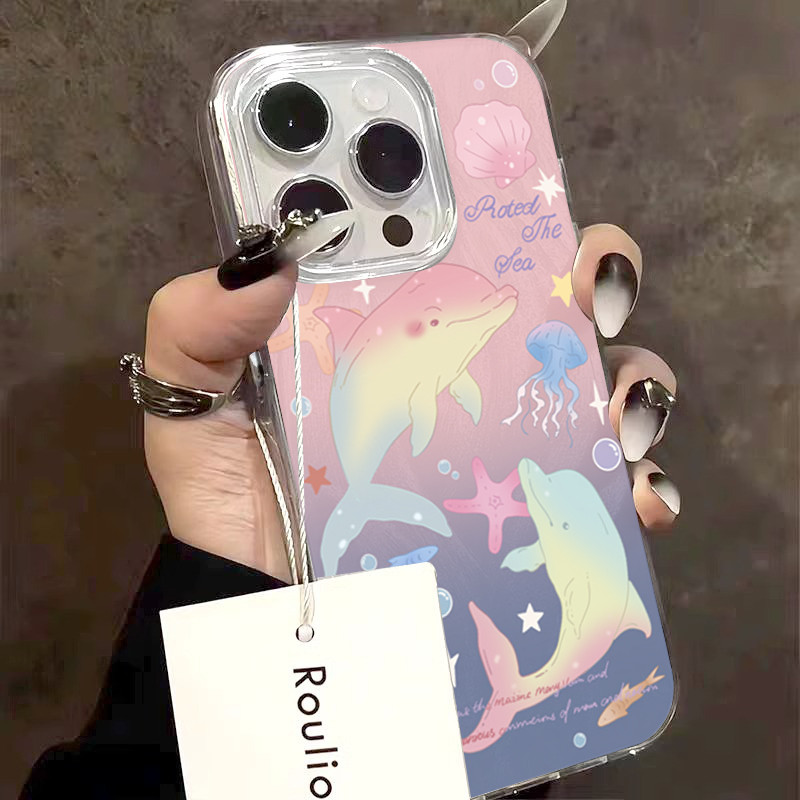 SAMSUNG เคสโทรศัพท์สําหรับSamsung S23 S24 S25 Ultra S23 FE S24 FE S21 S22 Plus S21 FE Ocean Dolphinแมงกะพรุนออกแบบฝาครอบ