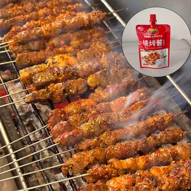 ซอสบาร์บีคิว ซอสบาร์บีคิวสไปซี่ ตราเพียวฟู้ดส์ BBQ ปิ้งย่าง ผัด อเนกประสงค์ 110g 鑫合顺珠烧烤专用酱烤肉烧烤汁铁板鱿鱼烧烤酱商用家用