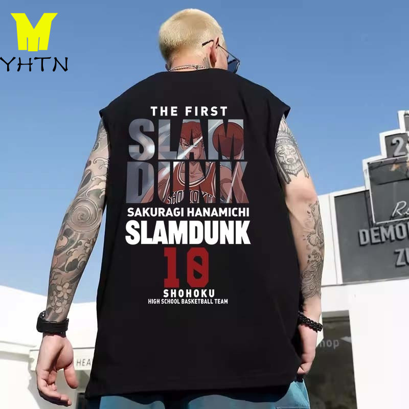 YHTN เสื้อกล้ามผู้ชาย แฟชั่น ฤดูร้อน ขนาดพลัส เสื้อแขนกุดผู้ชาย tank top หลวม การพิมพ์ รูปแบบ เสื้อกล้ามชาย