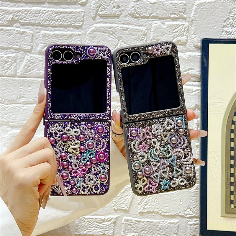 SAMSUNG หรูหราGlitter Dimond Elegant Blingคริสตัลหินเคสโทรศัพท์สําหรับSamsung Galaxy Z Flip 7 Flip 6