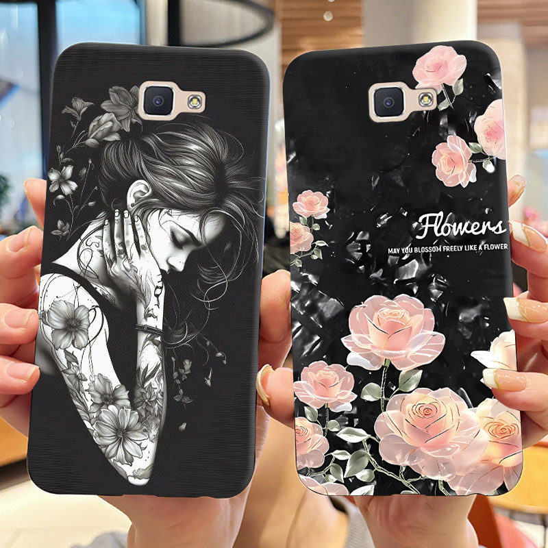 สําหรับ Samsung J5 Prime ปลอก G570F G570Y ดอกไม้น่ารัก Tattooed สาว Soft TPU ฝาหลังสําหรับ Samsung G
