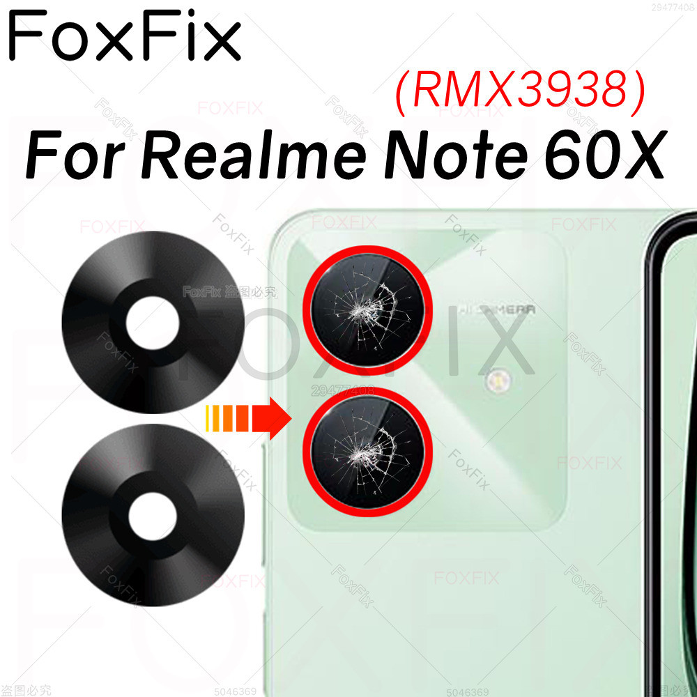 เลนส์กล้องด้านหลังด้านหลังสําหรับ Realme Note 60X RMX3938 เปลี่ยนฝาครอบกล้องพร้อมสติกเกอร์กาว