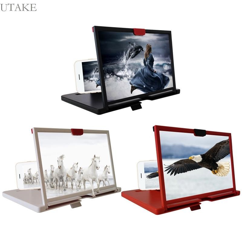 Utake Universal โทรศัพท์มือถือหน้าจอแว่นขยายเครื่องขยายเสียงวิดีโอขาตั้งวงเล็บภาพยนตร์