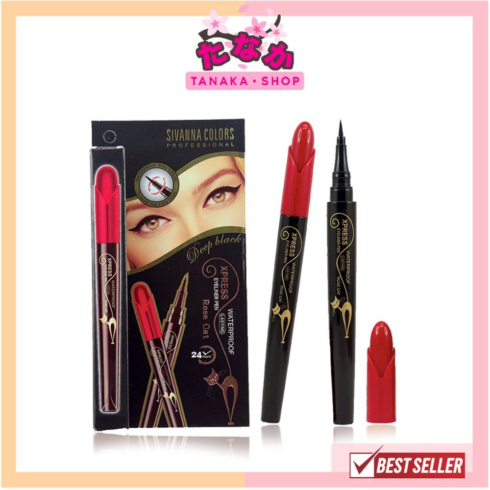 HF896 Sivanna Colors Xpress Rose cat Eyeliner Pen Waterproof ซีเวียน่า อายไลเนอร์ปลอกสีแดง หัวเมจิก