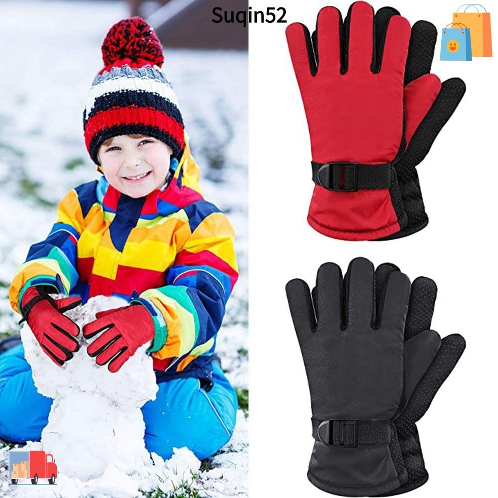 Suqin52 ถุงมือสกี, ถุงมือเด็กที่อบอุ่นข้นกันลื่น, ฤดูหนาวต้องถุงมืออุ่นกันน้ํากันลมสโนว์บอร์ดหิมะ