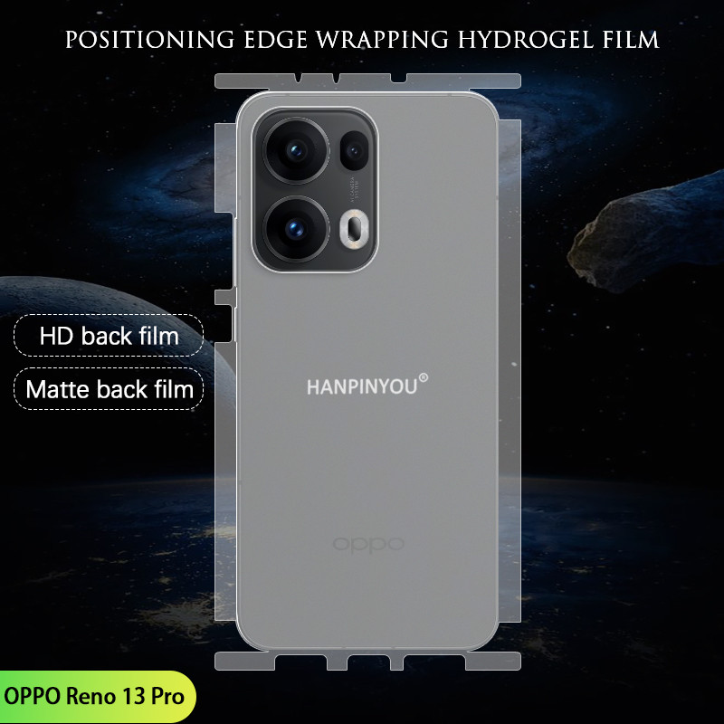 คลุมทั้งหมดป้องกันหน้าจอด้านหลังสําหรับ OPPO Reno 14 13 Pro Clear/Matte ตําแหน่งห่อขอบ TPU พรีเมี่ยมป้องกันการระเบิด Ultra Thin Scratch Repair กลับฟิล์ม Hydrogel