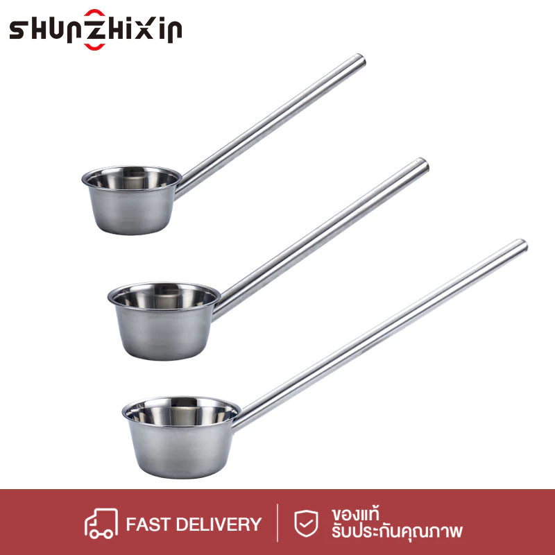 SZX กระบวยตักน้ำด้ามยาวพิเศษ กระบวยตักน้ำสแตนเลส ขนาด12-35cm/14-45cm/16-65cm/18cm-65cm ที่ตักน้ำซุป กระบวยโจ๊ก ช้อนซุปขน