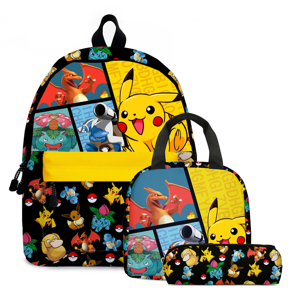 Pokemon Elementary School Students กระเป๋านักเรียน Pokémon Pikachu Backpack+กล่องดินสอ+กระเป๋าใส่ข้าวกลางวัน ราคา ถูกที่สุด ดีลบีเคเค แกลเลอรีภาพที่ 4