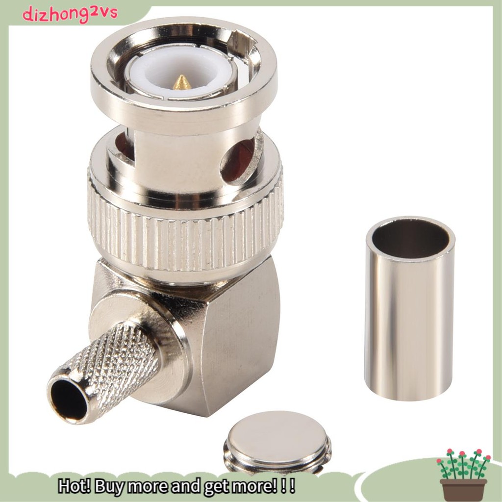 [dizhong2vs]BNC ปลั๊กตัวผู้มุมขวา Crimp สําหรับ RG58 RG400 RFC195 RF Coax อะแดปเตอร์เชื่อมต่อ, สีเงิ
