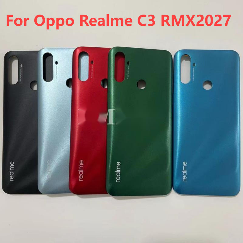 ฝาหลังแบตเตอรี่สําหรับoppo Realme C3 RMX2027 ฝาหลังแบตเตอรี่ประตูกรณีด้านหลังกระจกอะไหล่ซ่อม