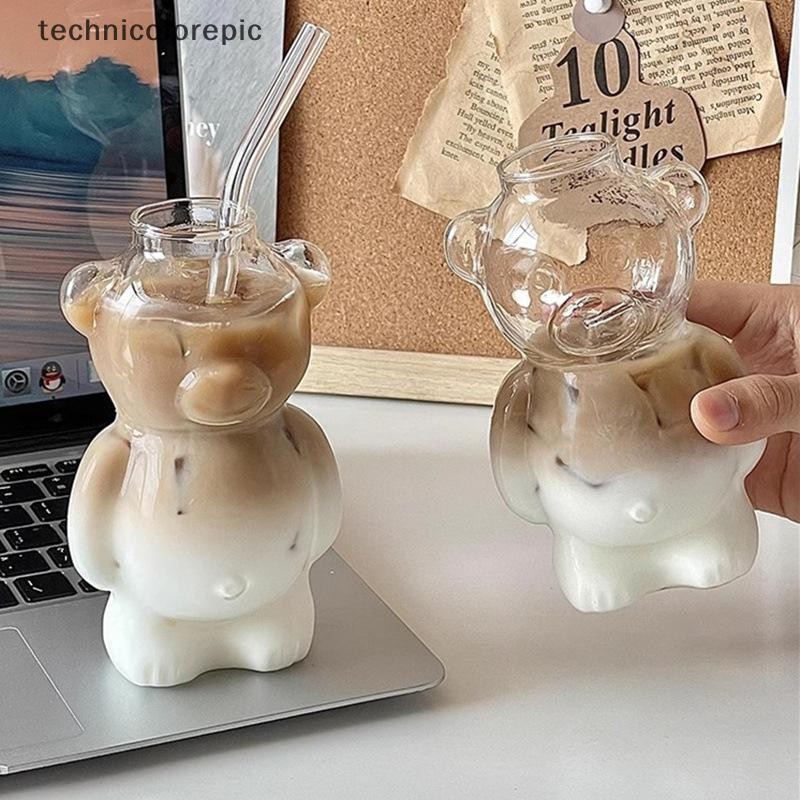 Technicolorepic ใหม่ 1PC Ins Internet Celebrity ร้านอาหารหมีถ้วยถ้วยกาแฟน่ารักการ์ตูนถ้วยแก้วสร้างสรรค์ถ้วยน้ําผลไม้ถ้วยชานม TRC