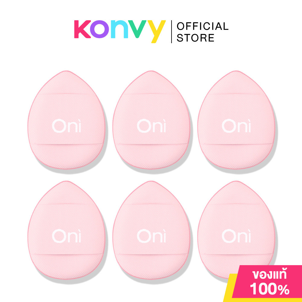 Oni Mini Soft Finger Powder Puff 6pcs #Sakura Pink โอนิ เซทพัฟแต่งหน้าไซส์มินิ ขนาดเหมาะกับปลายนิ้ว สีชมพูซากุระ.