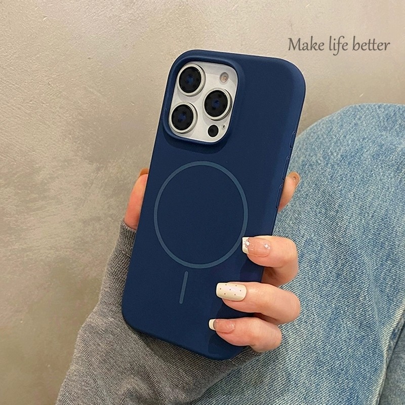 ใหม่แหวนบางแม่เหล็กซิลิโคนเหลวเคสโทรศัพท์เหมาะสําหรับ ไอโฟน 11 12 13 14 15 16 มือโปร สูงสุด14 15 16 บวกกันกระแทกป้องกันกรณี